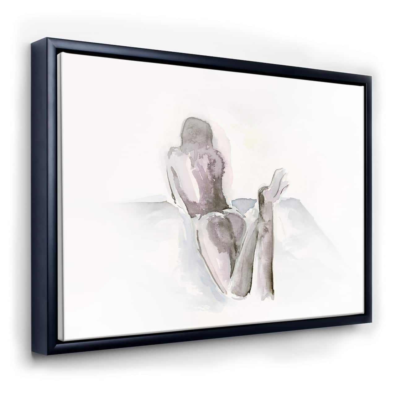Designart - Watercolour Nude 1 - Traditional Canvas Wall Art in Black Frame